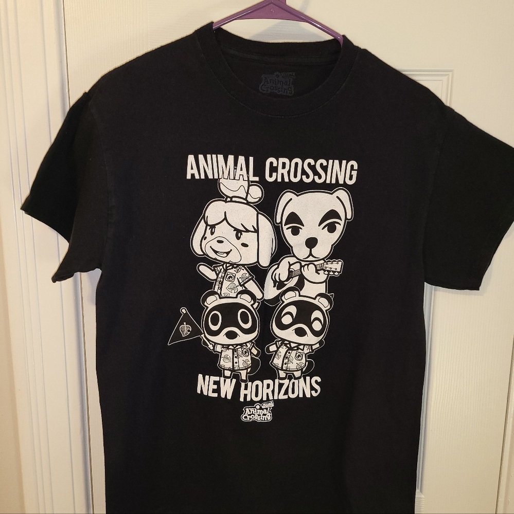Black and White Animal Crossing Short Sleeve Shirt - Girls